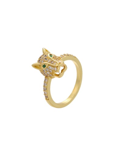 Brass Cubic Zirconia Leopard Dainty Band Ring