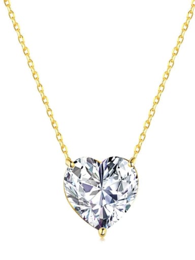 Gold White  S G WH 925 Sterling Silver Cubic Zirconia Heart Minimalist Necklace
