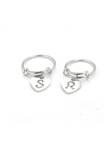 Stainless steel Letter Heart Trend Band Ring