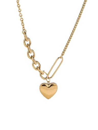 Titanium Steel Heart Hip Hop Asymmetrical Chain Necklace