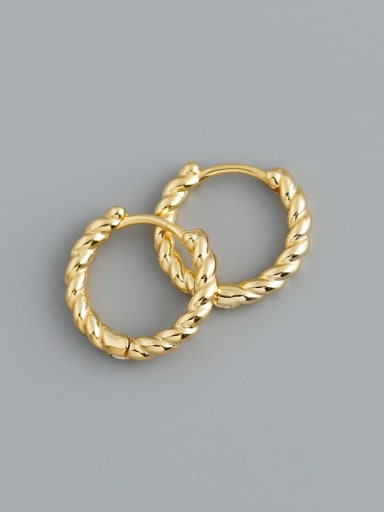 golden 925 Sterling Silver Twisted Hoop Earring