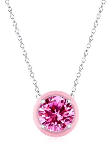 Platinum pink DY190132 925 Sterling Silver Cubic Zirconia Geometric Minimalist Necklace