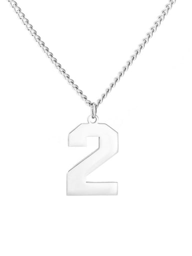 Number 2 Necklace Titanium Steel Number Minimalist Long Strand Necklace