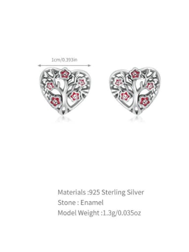 925 Sterling Silver Natural Stone Heart Vintage Stud Earring