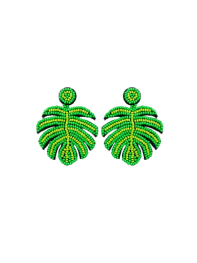 E68955 green Tila Bead Multi Color Leaf Bohemia Pure handmade Weave Earring