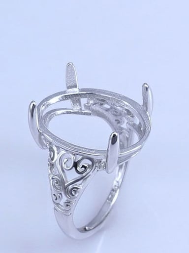 925 Sterling Silver 18K White Gold Plated Geometric Ring Setting Stone size: 8*10 11*13 10*14 12*15 13*17 15*20MM