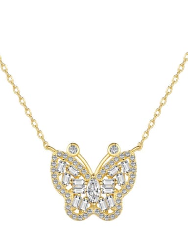 DY190657 S G WH gold 925 Sterling Silver Cubic Zirconia Butterfly Dainty Necklace
