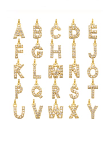 golden Brass Cubic Zirconia Micro Inlay Letter Pendant