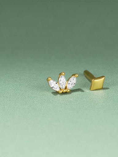 Single Gold 4 925 Sterling Silver Cubic Zirconia Geometric Dainty Stud Earring