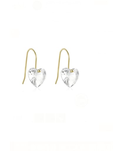 golden 925 Sterling Silver Cubic Zirconia Heart Minimalist Hook Earring