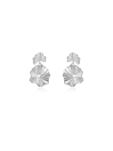 E3462 platinum 925 Sterling Silver Flower Minimalist Drop Earring