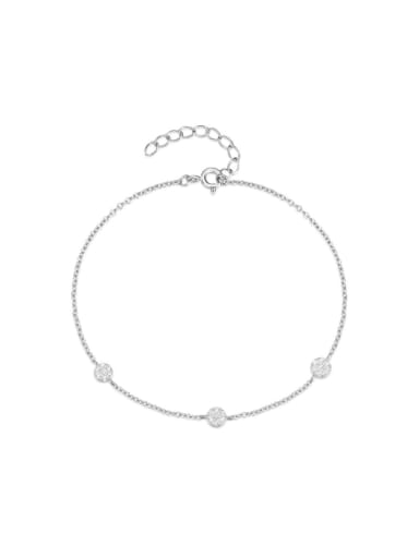 Platinum 925 Sterling Silver Cubic Zirconia Geometric Minimalist Link Bracelet
