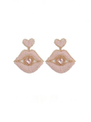 E69060 Pink Alloy MGB beads Mouth Bohemia Drop Earring