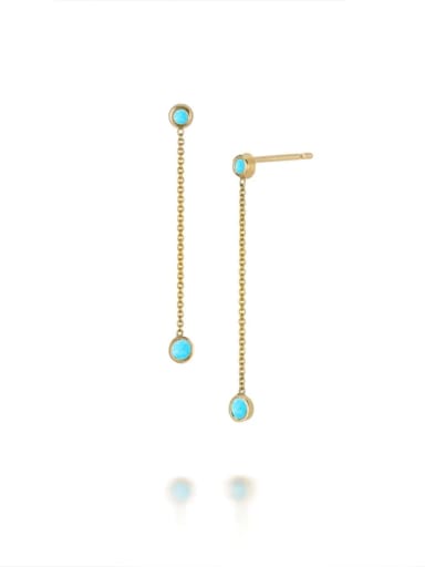 925 Sterling Silver Natural Stone Geometric Dainty Threader Earring