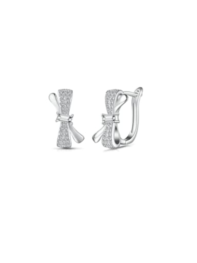 925 Sterling Silver Cubic Zirconia Bowknot Dainty Huggie Earring