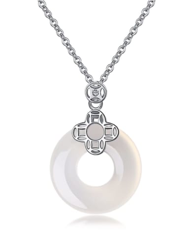 925 Sterling Silver Jade Geometric Dainty Necklace