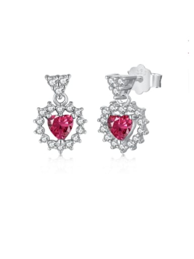 925 Sterling Silver Cubic Zirconia Heart Luxury Drop Earring