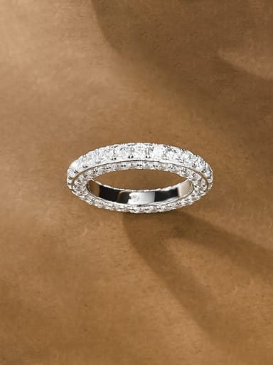 925 Sterling Silver Cubic Zirconia Round Dainty Cocktail Ring