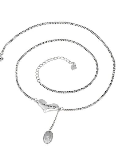925 Sterling Silver Heart Vintage Tassel Necklace