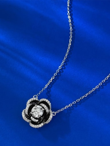 custom 925 Sterling Silver Cubic Zirconia Flower Vintage Necklace
