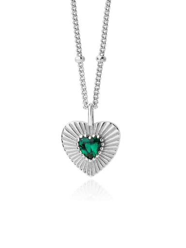 A2881 Platinum 925 Sterling Silver Cubic Zirconia Heart Trend Necklace