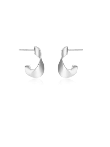 E3499 Platinum 925 Sterling Silver Irregular Minimalist Drop Earring