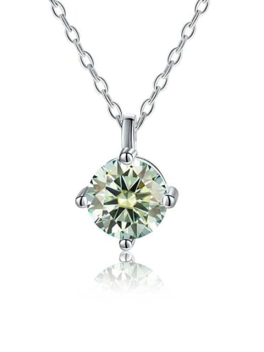 Blue-green Mausang diamond [white gold] 925 Sterling Silver Moissanite Geometric Dainty Necklace