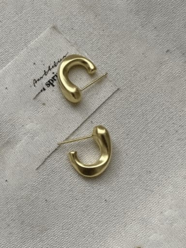 31ES24 Gold 925 Sterling Silver Irregular Vintage Stud Earring