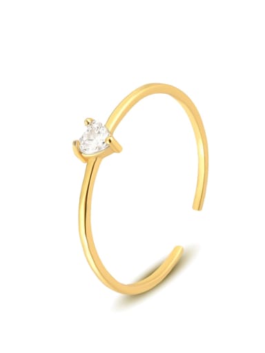 K1430 White Zirconia Gold 925 Sterling Silver Cubic Zirconia Heart Minimalist Band Ring