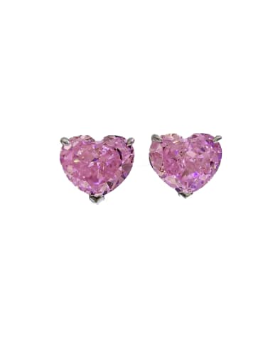 925 Sterling Silver High Carbon Diamond Heart Luxury Stud Earring