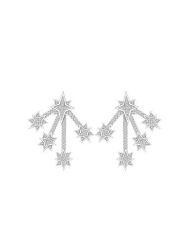 925 Sterling Silver Cubic Zirconia Pentagram Statement Stud Earring