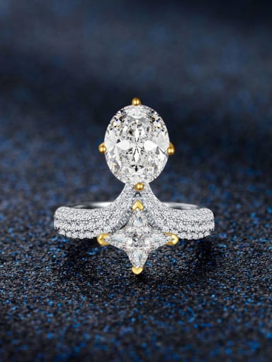 White diamond 925 Sterling Silver Cubic Zirconia Geometric Luxury Band Ring