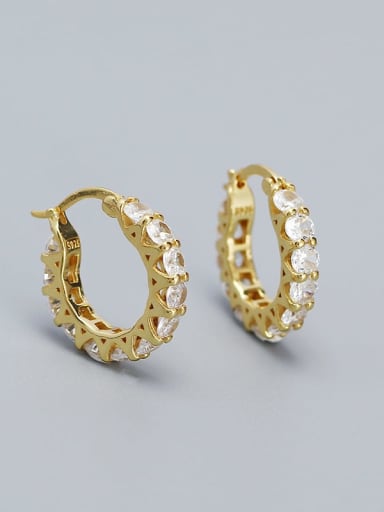 Gold color 925 Sterling Silver Cubic Zirconia Geometric Minimalist Huggie Earring