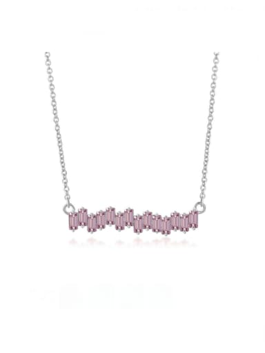 DY190379 white gold pink 925 Sterling Silver Cubic Zirconia Geometric Minimalist Necklace