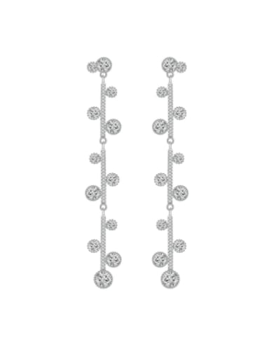 925 Sterling Silver Cubic Zirconia Tassel Dainty Drop Earring