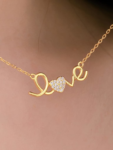 925 Sterling Silver Cubic Zirconia Letter Heart Dainty Necklace