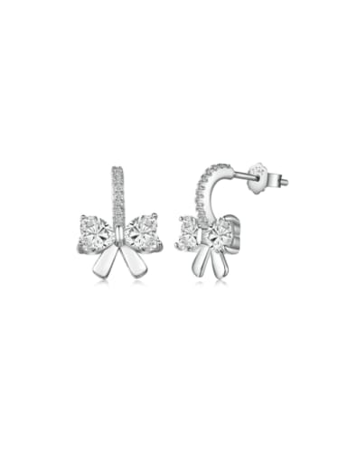 DY110286 S white gold 925 Sterling Silver Cubic Zirconia Bowknot Dainty Cluster Earring