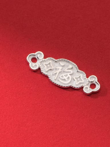 S925 plain silver old blessing pattern double hole hand row