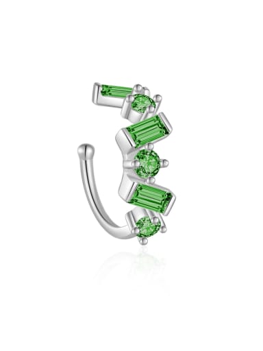 Platinum [Green] 925 Sterling Silver Cubic Zirconia Geometric Dainty Stud Earring