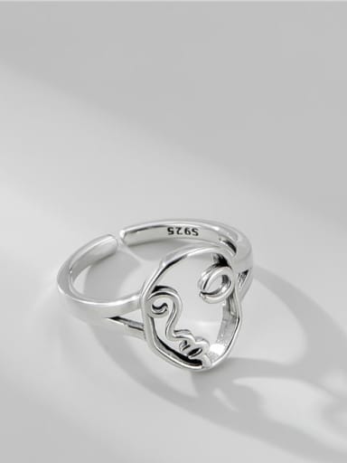 custom 925 Sterling Silver  Minimalist Hollow Facebook Band Ring