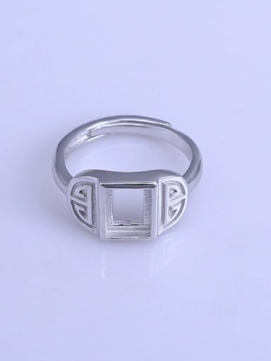 925 Sterling Silver 18K White Gold Plated Geometric Ring Setting Stone size: 6*8mm