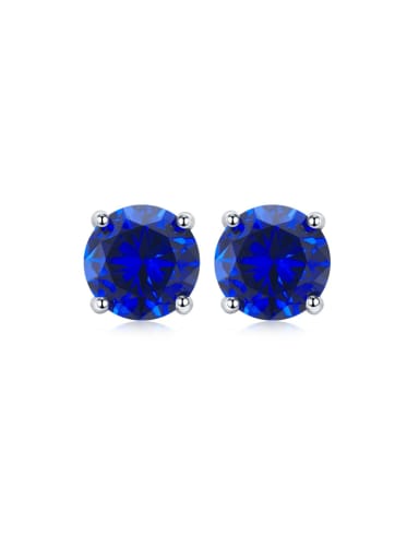 E226 Blue 925 Sterling Silver Cubic Zirconia Geometric Minimalist Stud Earring