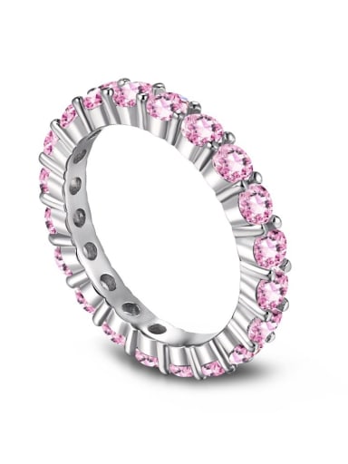 NE120268 925 Sterling Silver Cubic Zirconia Geometric Luxury Band Ring