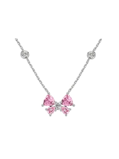 Platinum+ powder Y190731 S W BF 925 Sterling Silver Cubic Zirconia Bowknot Dainty Necklace