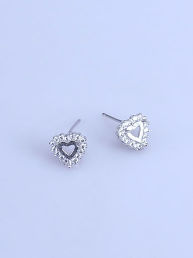 925 Sterling Silver 18K White Gold Plated Heart Earring Setting Stone size: 5*5mm