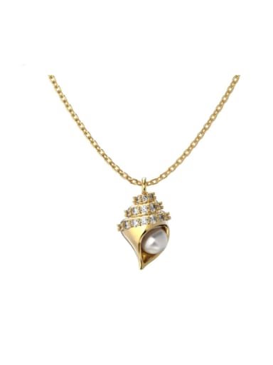 Golden DY190820 S G WH 925 Sterling Silver Imitation Pearl Irregular Trend Conch shape pendant Necklace