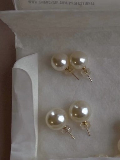 Gold pair (10mm) 925 Sterling Silver Freshwater Pearl Ball Dainty Stud Earring