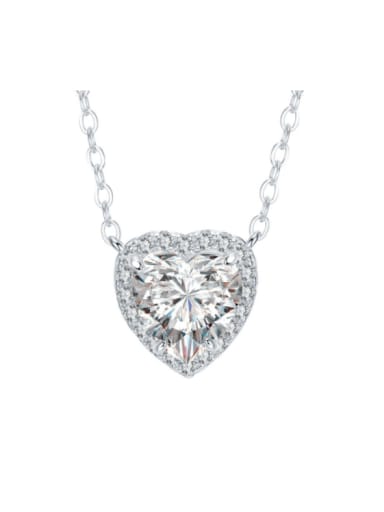 925 Sterling Silver High Carbon Diamond Heart Luxury Necklace