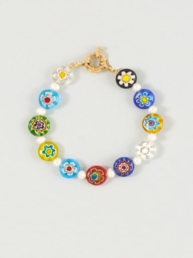 Glass Stone Flower Bohemia Handmade Beaded Bracelet