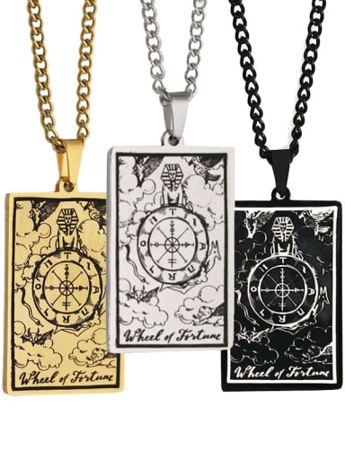 Wheels Of Fortune's Tarot hip hop stainless steel titanium steel necklace